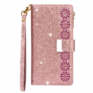 Housse iPhone 16 Pro Paillettes Fermoir Argenté