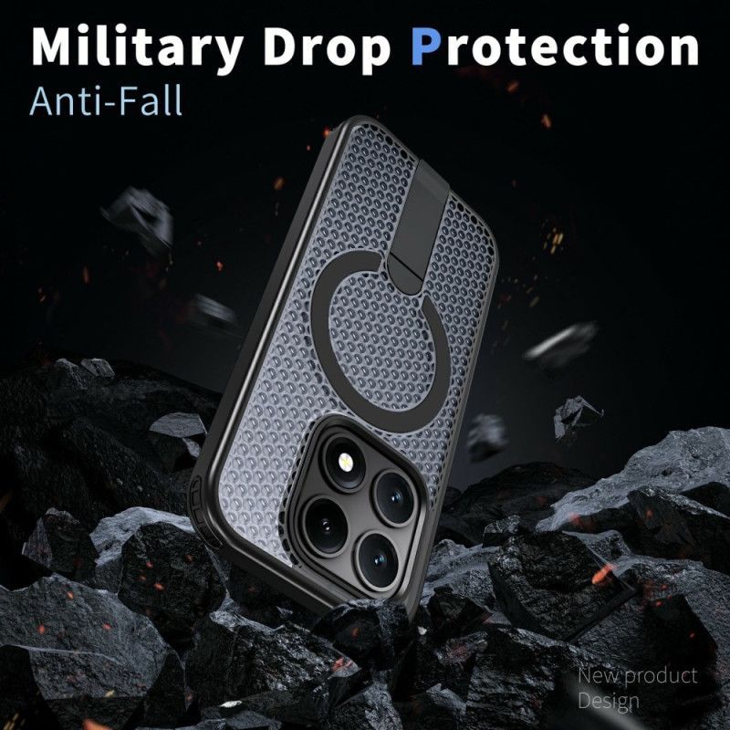 Coque Xiaomi 17 Magnétique Texture Quadrillée avec Béquille