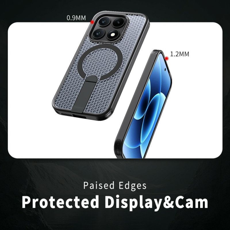 Coque Xiaomi 17 Magnétique Texture Quadrillée avec Béquille
