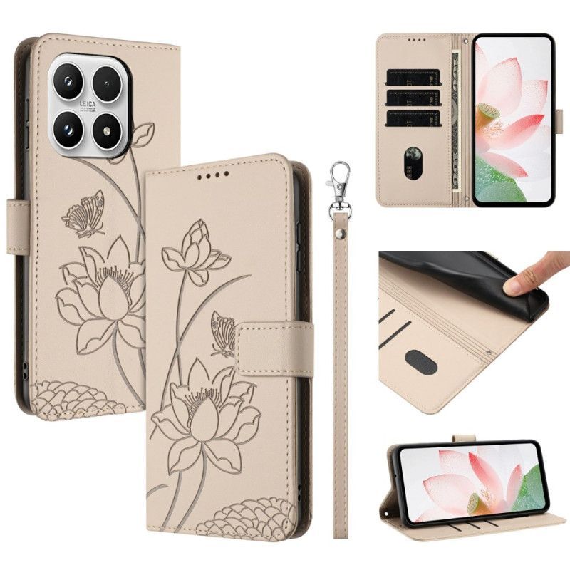 Housse Xiaomi 17 Motif Lotus à Lanière