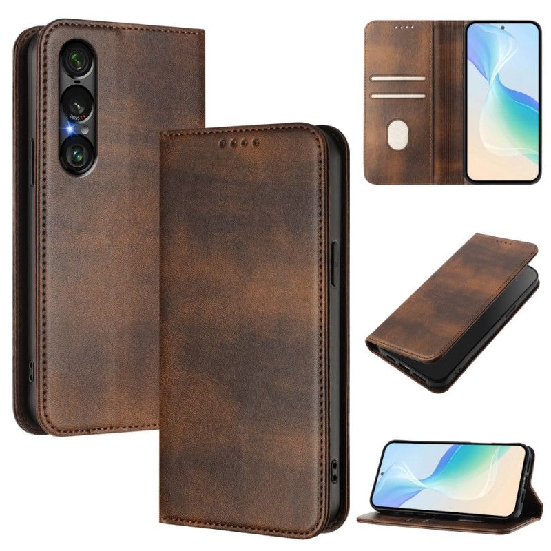 Flip Cover Sony Xperia 1 VII Protection RFID Design Rétro