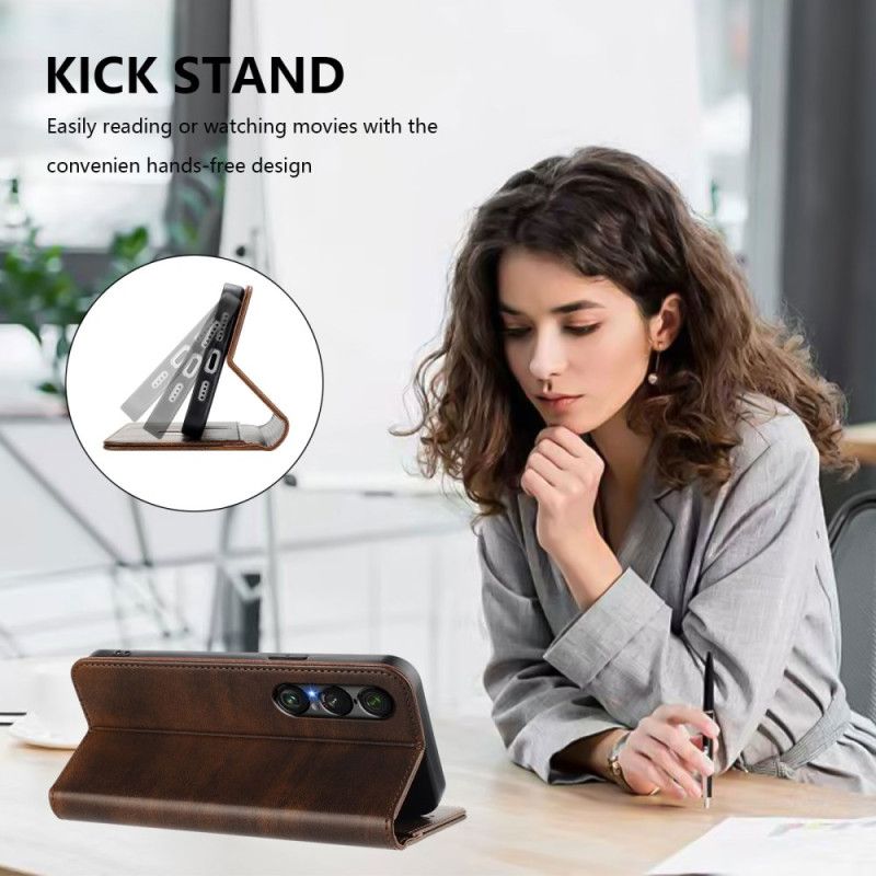 Flip Cover Sony Xperia 1 VII Protection RFID Design Rétro