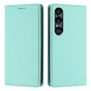 Flip Cover Sony Xperia 1 VII Protection RFID Texture Cuir Litchi