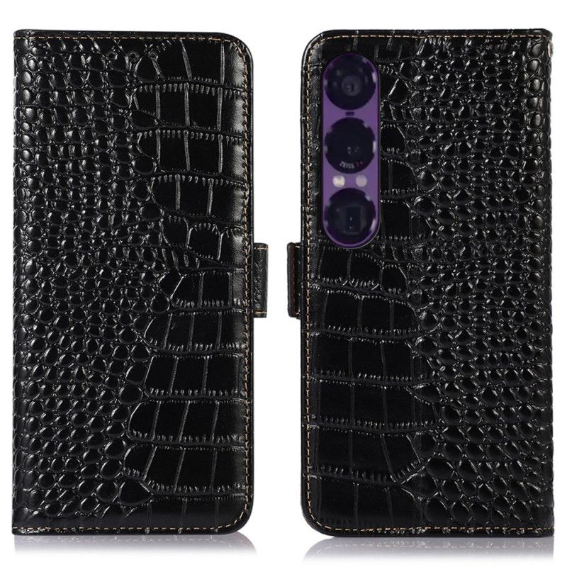 Housse Sony Xperia 1 VII Cuir Texture Crocodile