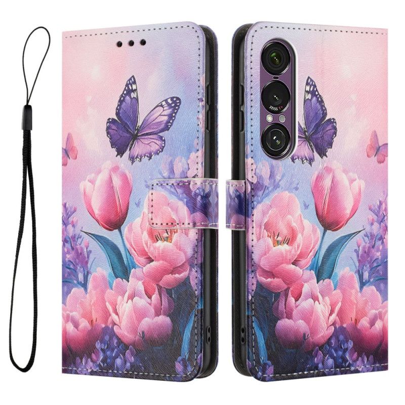 Housse Sony Xperia 1 VII Motif Floral et Papillon