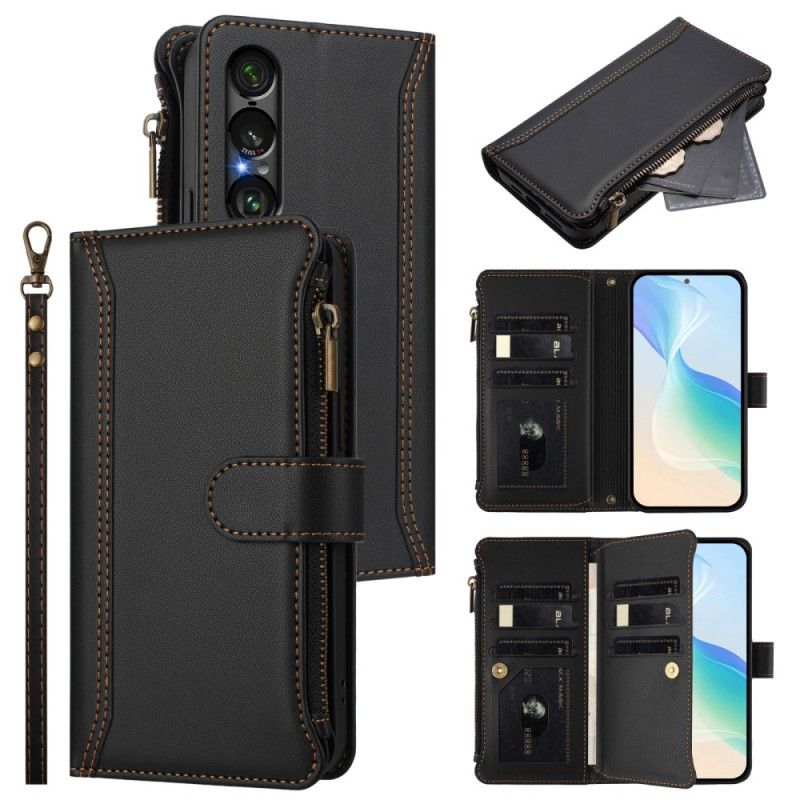 Housse Sony Xperia 1 VII Portefeuille 9 Porte-Cartes et Lanière