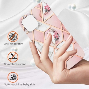 Coque iPhone 13 Pro marbre et couronne de fleurs