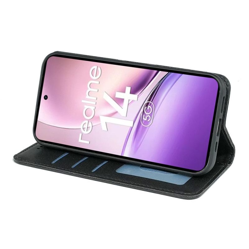 Flip Cover Realme 14 5G Frise à Carreaux et Lanière