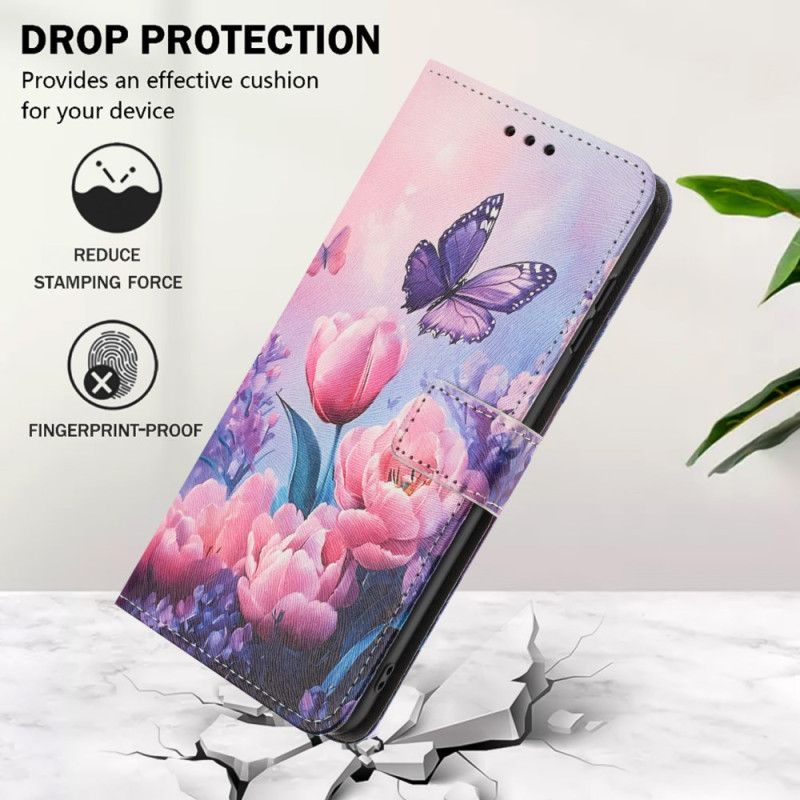 Housse Realme 14 5G / 14T 5G / P3 5G Fleurs Roses et Papillons