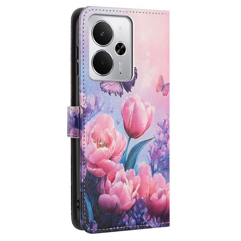 Housse Realme 14 5G / 14T 5G / P3 5G Fleurs Roses et Papillons