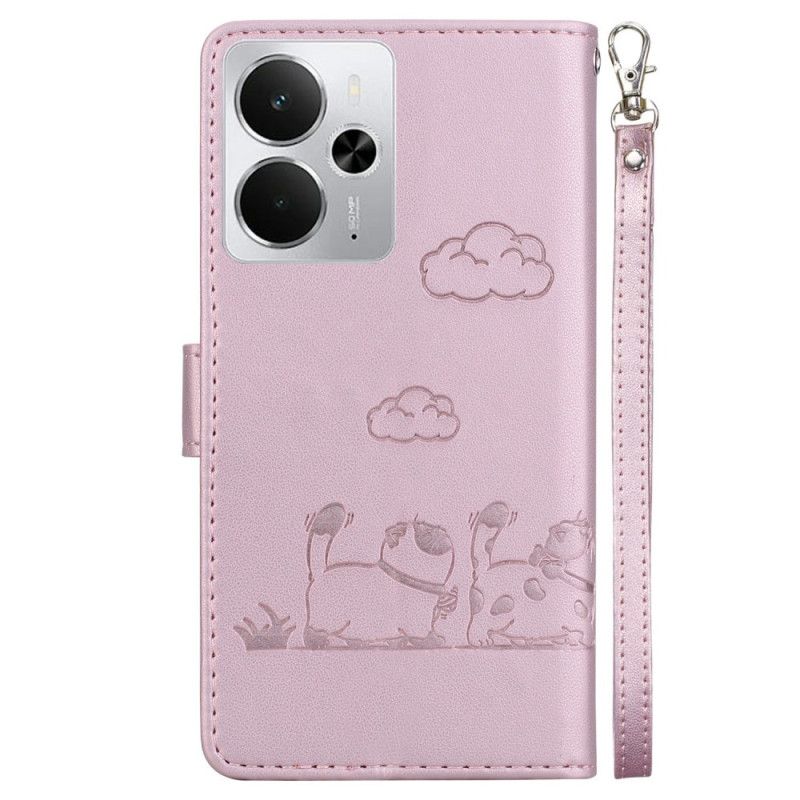 Housse Realme 14 5G RFID Scène de Chats à Lanière