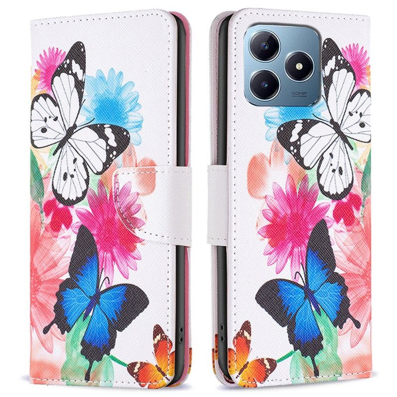 Housse Realme Note 60X / C63 / C61 Papillons Aquarelle