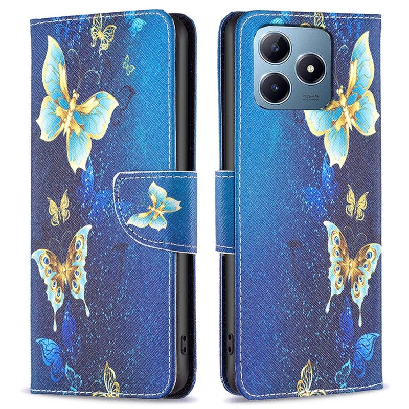 Housse Realme Note 60X / C63 / C61 Papillons Dorés