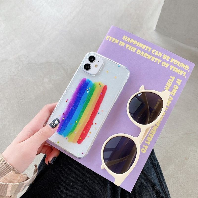 Coque iPhone 11 Paillettes Arc en ciel