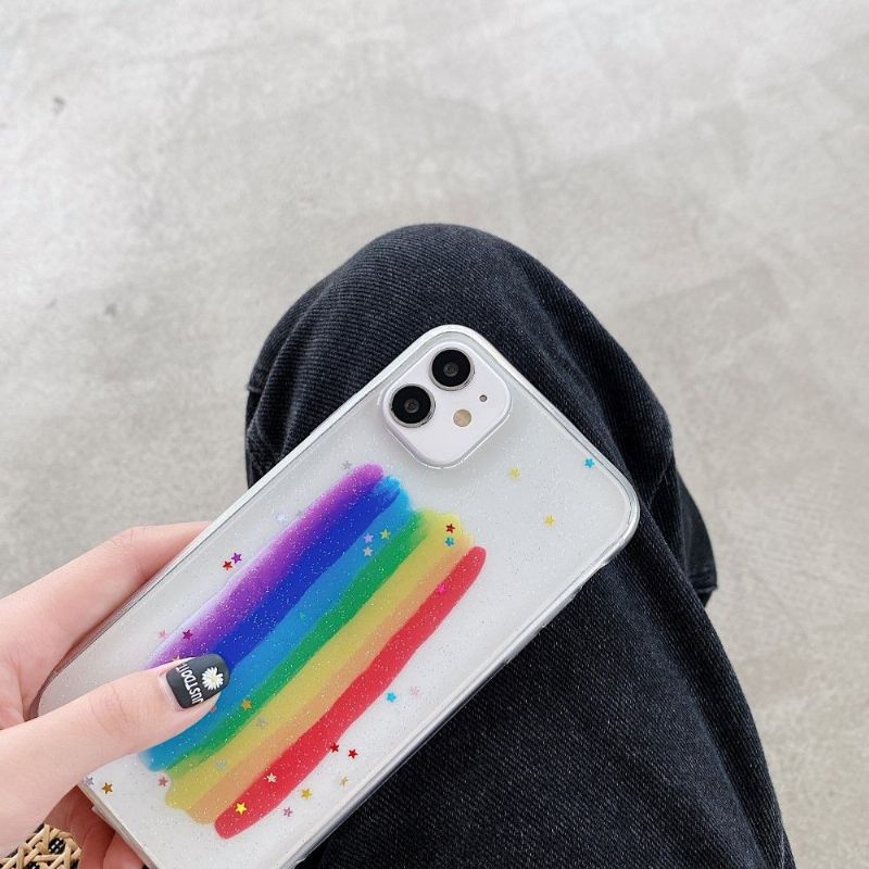 Coque iPhone 11 Paillettes Arc en ciel