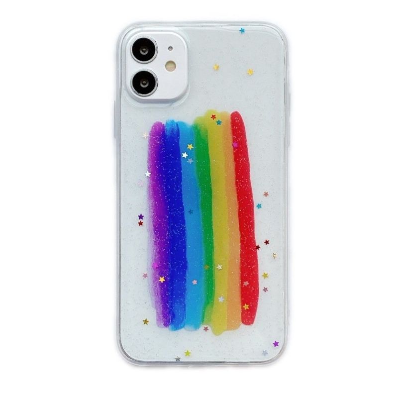Coque iPhone 11 Paillettes Arc en ciel