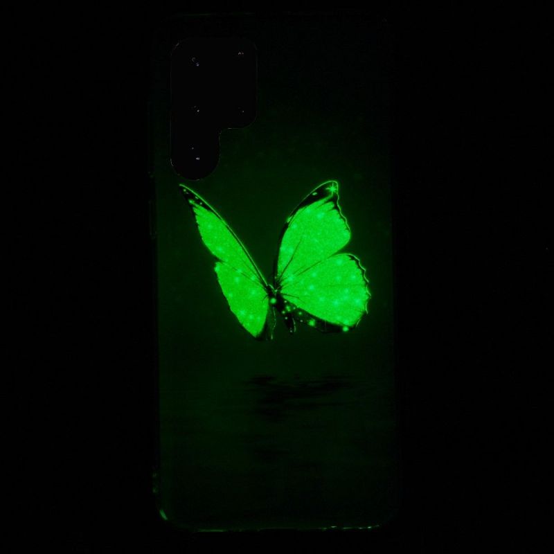 Coque Samsung Galaxy S22 Ultra 5G Luminous papillon bleu