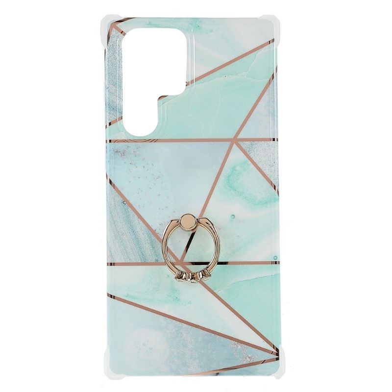 Coque Samsung Galaxy S22 Ultra 5G Marbre Géométrique avec bague