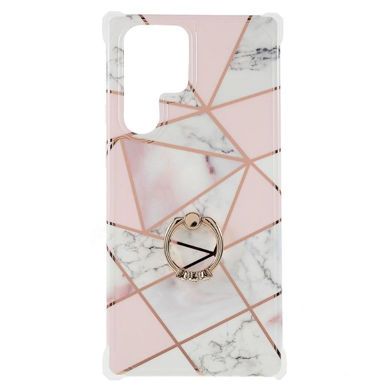 Coque Samsung Galaxy S22 Ultra 5G Marbre Géométrique avec bague