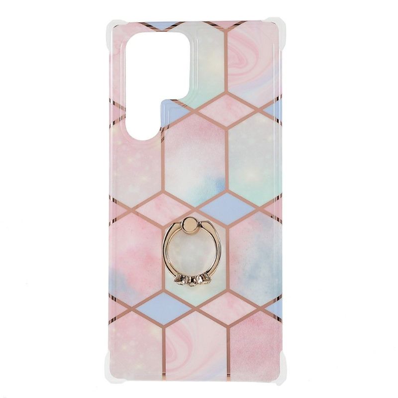 Coque Samsung Galaxy S22 Ultra 5G Marbre Géométrique avec bague