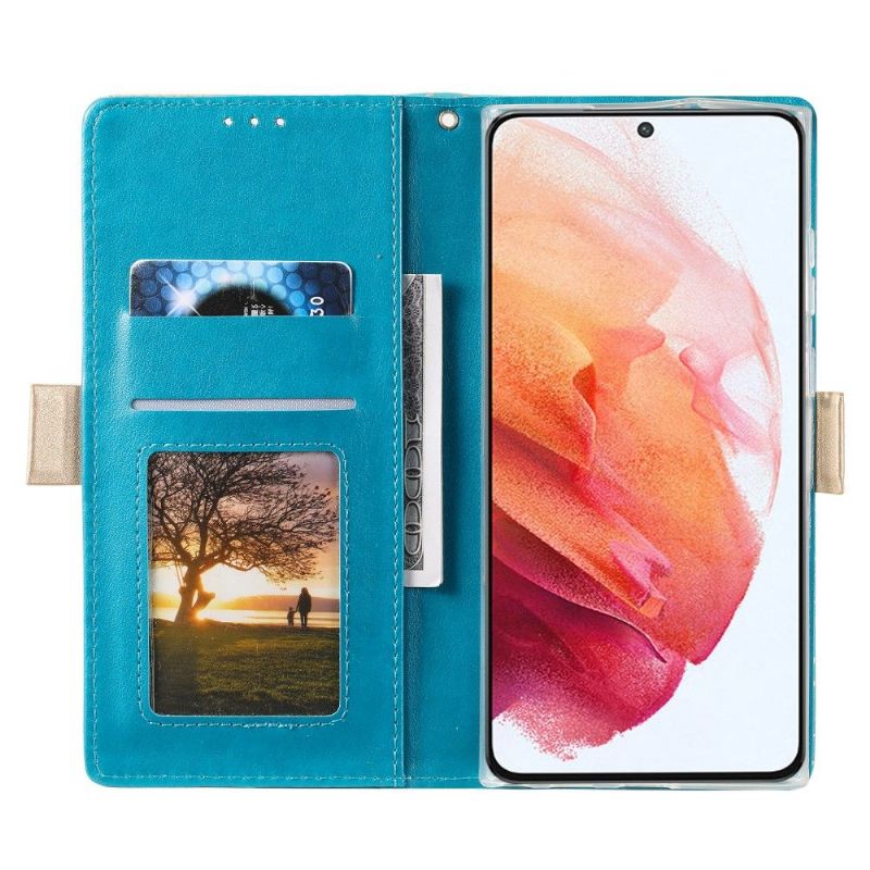 Housse Samsung Galaxy S22 Ultra 5G Dentelle Fleur Effet Cuir