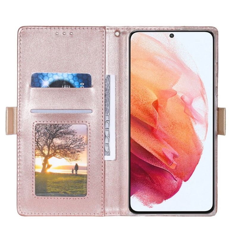Housse Samsung Galaxy S22 Ultra 5G Dentelle Fleur Effet Cuir