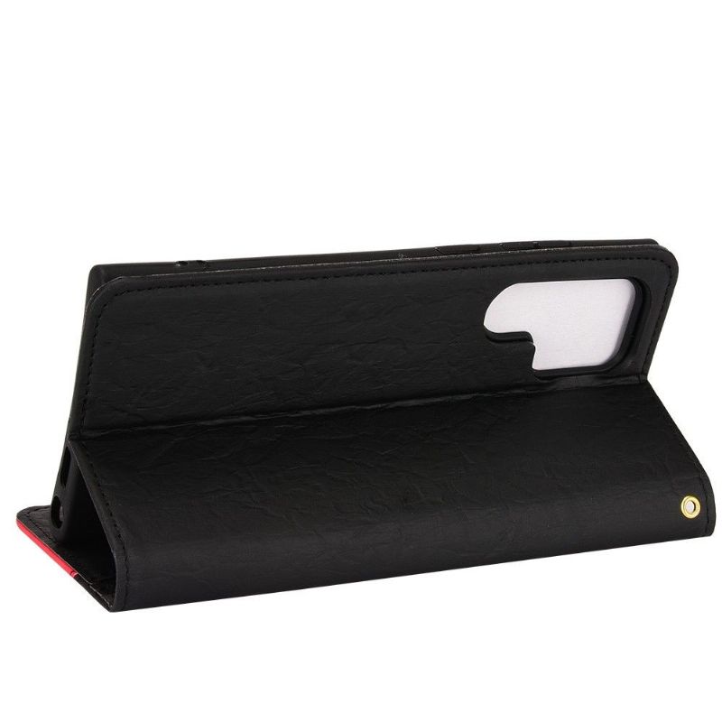 Housse Samsung Galaxy S22 Ultra 5G flip cover simili cuir rétro