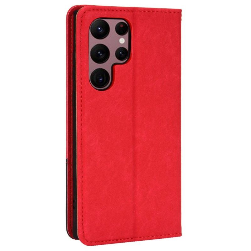 Housse Samsung Galaxy S22 Ultra 5G flip cover simili cuir rétro