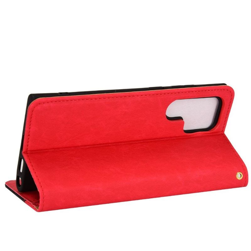 Housse Samsung Galaxy S22 Ultra 5G flip cover simili cuir rétro