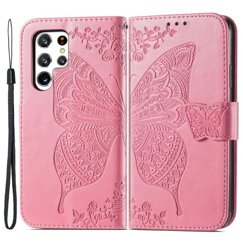 Housse Samsung Galaxy S22 Ultra 5G Papillon Relief