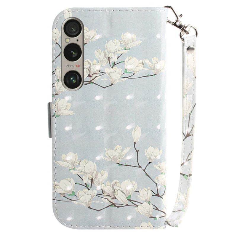 Housse Sony Xperia 1 VI Magnolias à Lanière