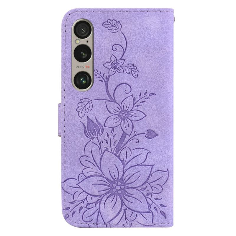 Housse Sony Xperia 1 VI Motif Floral à Lanière