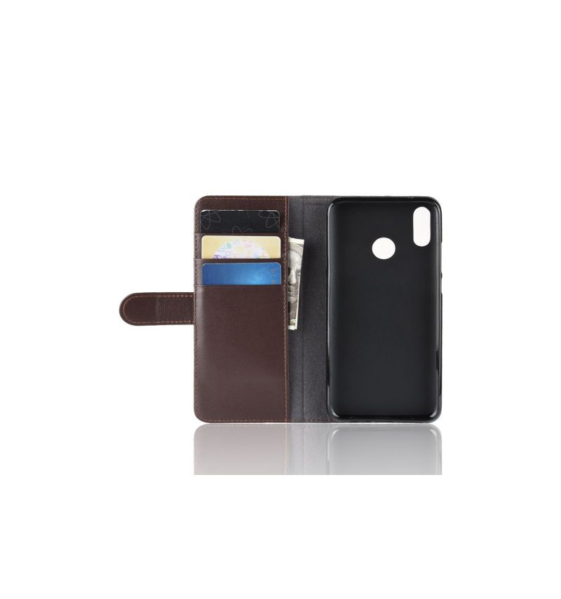 Honor 10 Lite - Housse cuir premium porte cartes - Marron