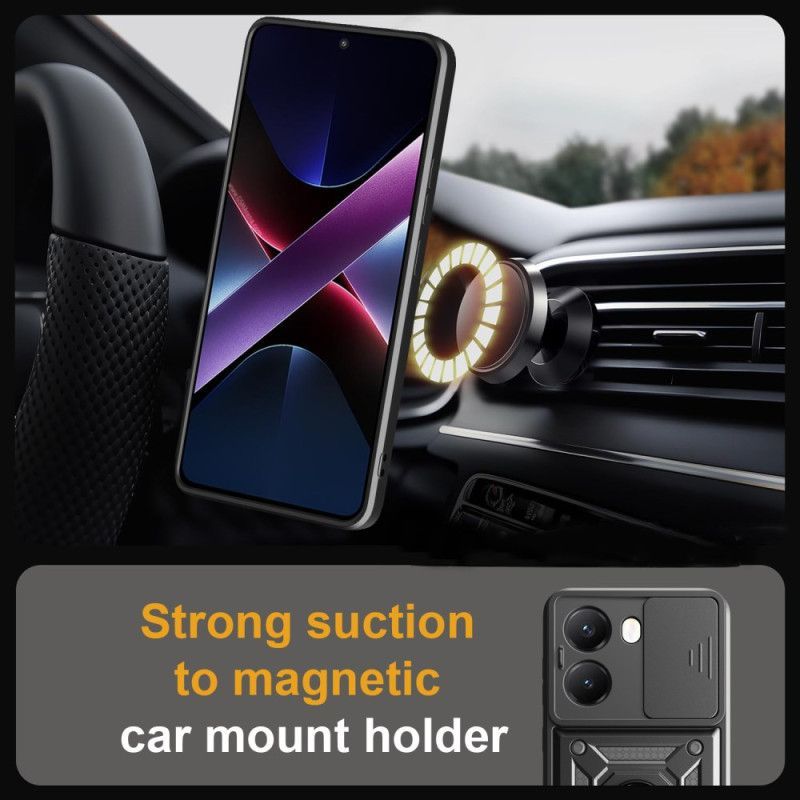 Coque Poco X7 Pro 5Anneau-Support et Protection Caméra Coulissante