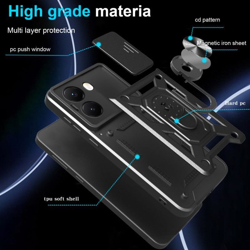 Coque Poco X7 Pro 5Anneau-Support et Protection Caméra Coulissante