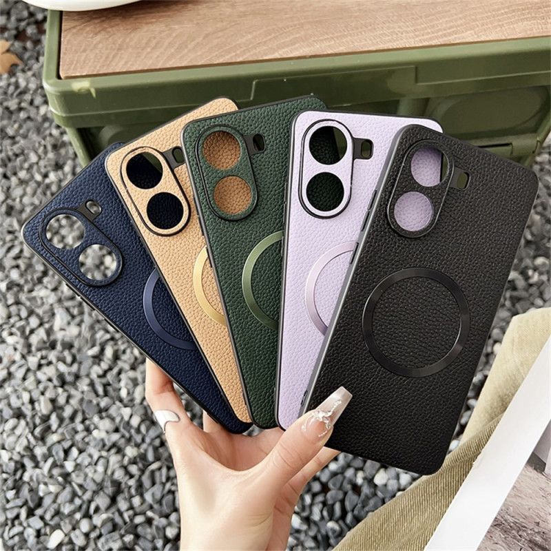 Coque Poco X7 Pro 5G Compatible MagSafe Effet Cuir Texturé