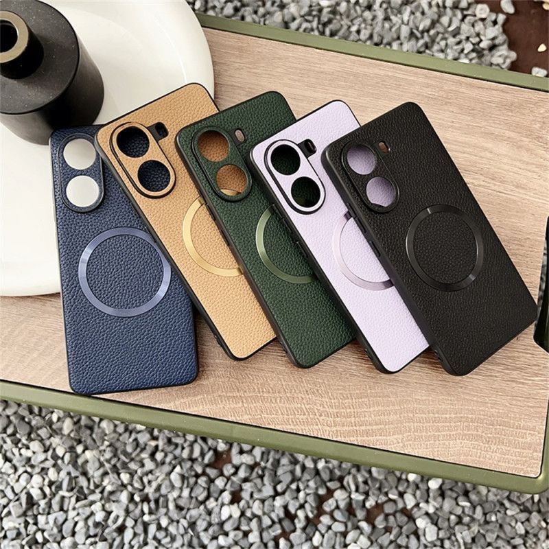 Coque Poco X7 Pro 5G Compatible MagSafe Effet Cuir Texturé