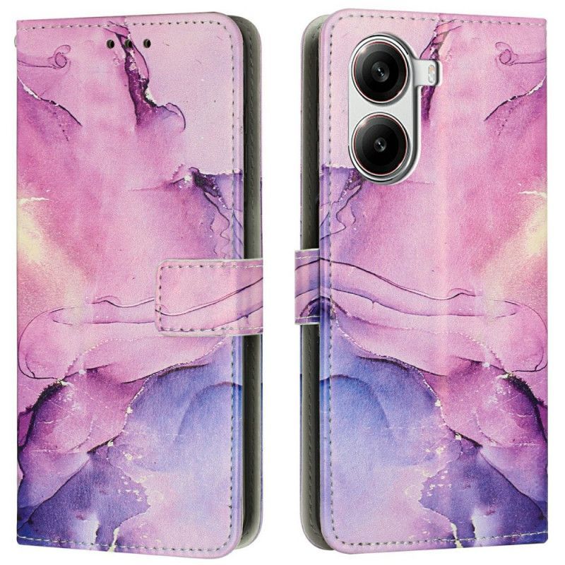 Housse Poco X7 Pro 5G Effet Marbre à Lanière