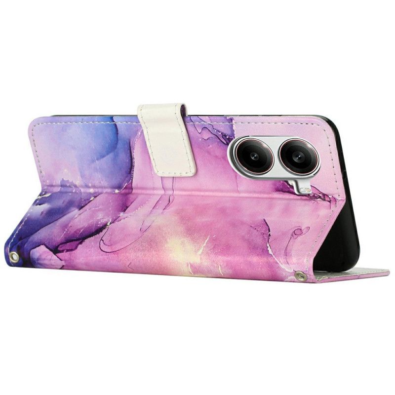 Housse Poco X7 Pro 5G Effet Marbre à Lanière