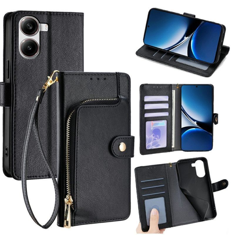 Housse Poco X7 Pro 5G Porte-Monnaie et Portefeuile à Lanière