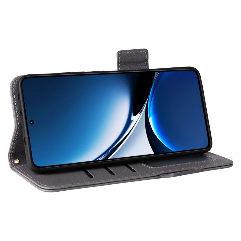 Housse Poco X7 Pro 5G Simili Cuir Litchi à Lanière