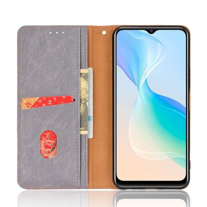 Housse Vivo Y21 / Y21s / Y33s flip cover simili cuir rétro
