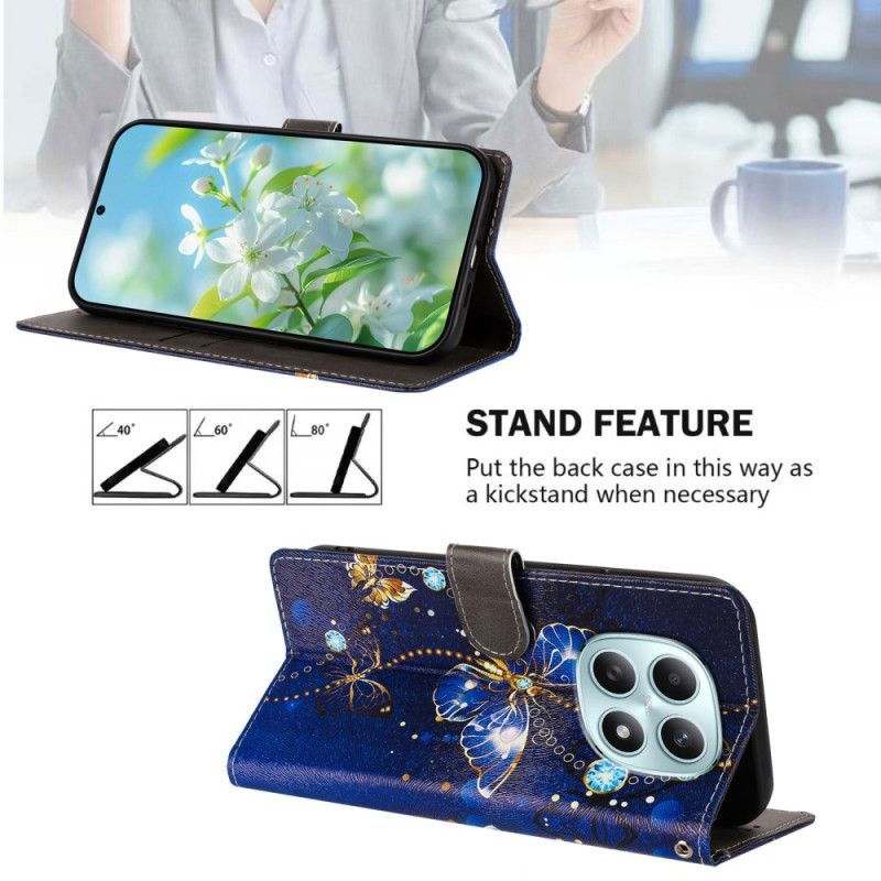 Housse Xiaomi Redmi Note 15 5G / 4G / Poco M8 5G Papillon Bleu