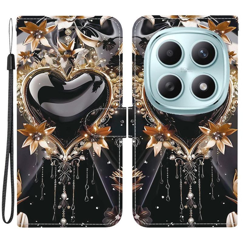 Housse Xiaomi Redmi Note 15 5G / Poco M8 5G Cœur Noir et Or