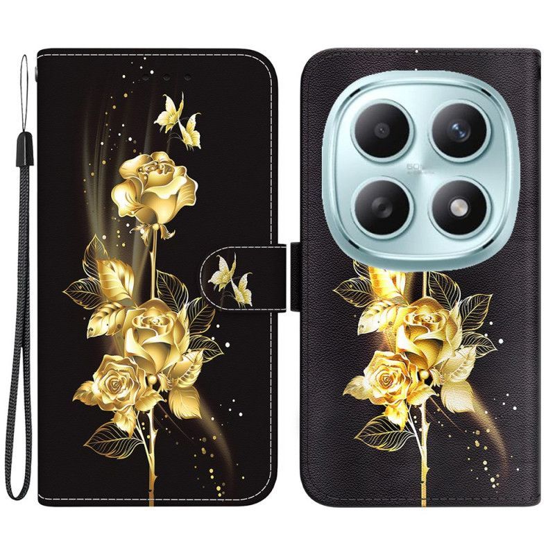 Housse Xiaomi Redmi Note 15 5G / Poco M8 5G Papillons Dorés et Rose