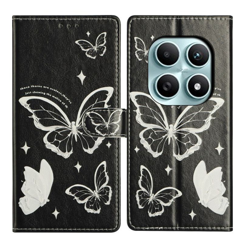 Housse Xiaomi Redmi Note 15 5G / Poco M8 5G Papillons Noirs et Blancs