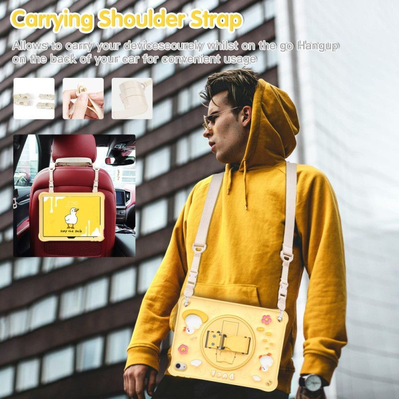 Coque iPad (2025) / 10.9 (2022) Kids Canard Support et Bandoulière