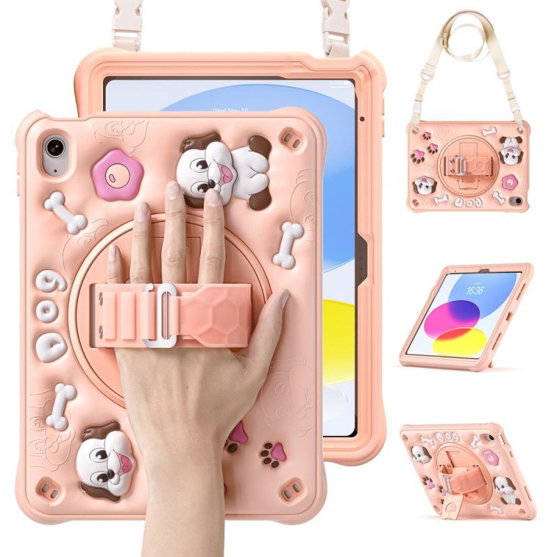 Coque iPad (2025) / 10.9 (2022) Kids Chien Bandoulière et Support