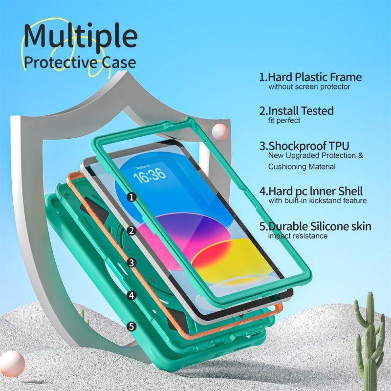 Coque iPad (2025) / 10.9 (2022) Kids Dinosaure Poignée et Support