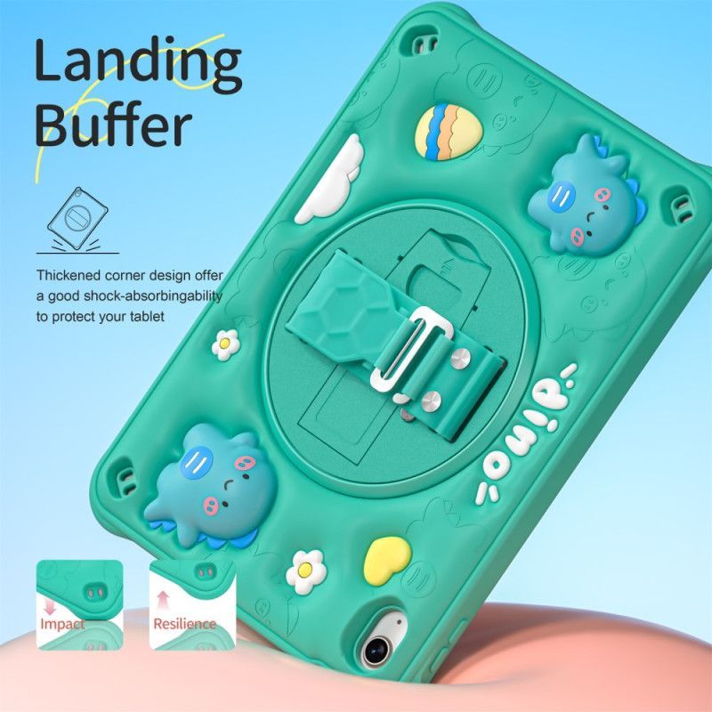 Coque iPad (2025) / 10.9 (2022) Kids Dinosaure Poignée et Support